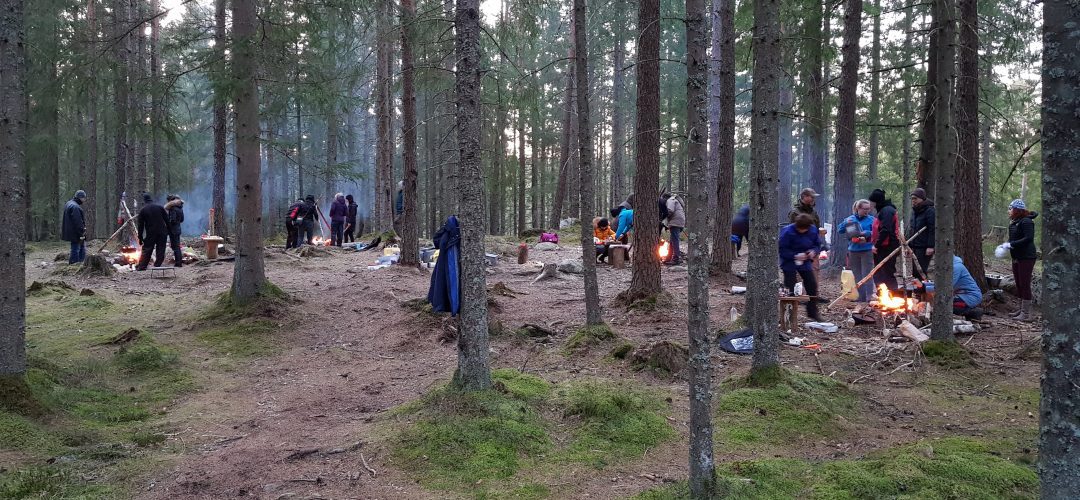 Teambuilding in the swedish woods over the fire cooking